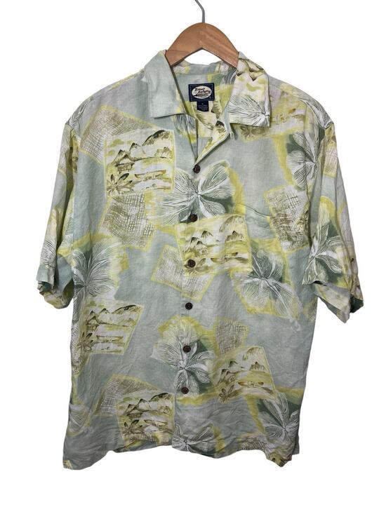 Tommy Bahama Other - Tommy Bahama Hawaiian Shirt Mens Small Yellow Linen Floral Print Loop Collar